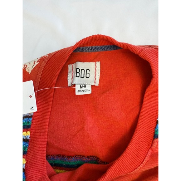 BDG Urban Outfitters Boho Retro Red Rainbow Stripe Waffle Knit LS Tunic Womens M - Picture 7 of 10